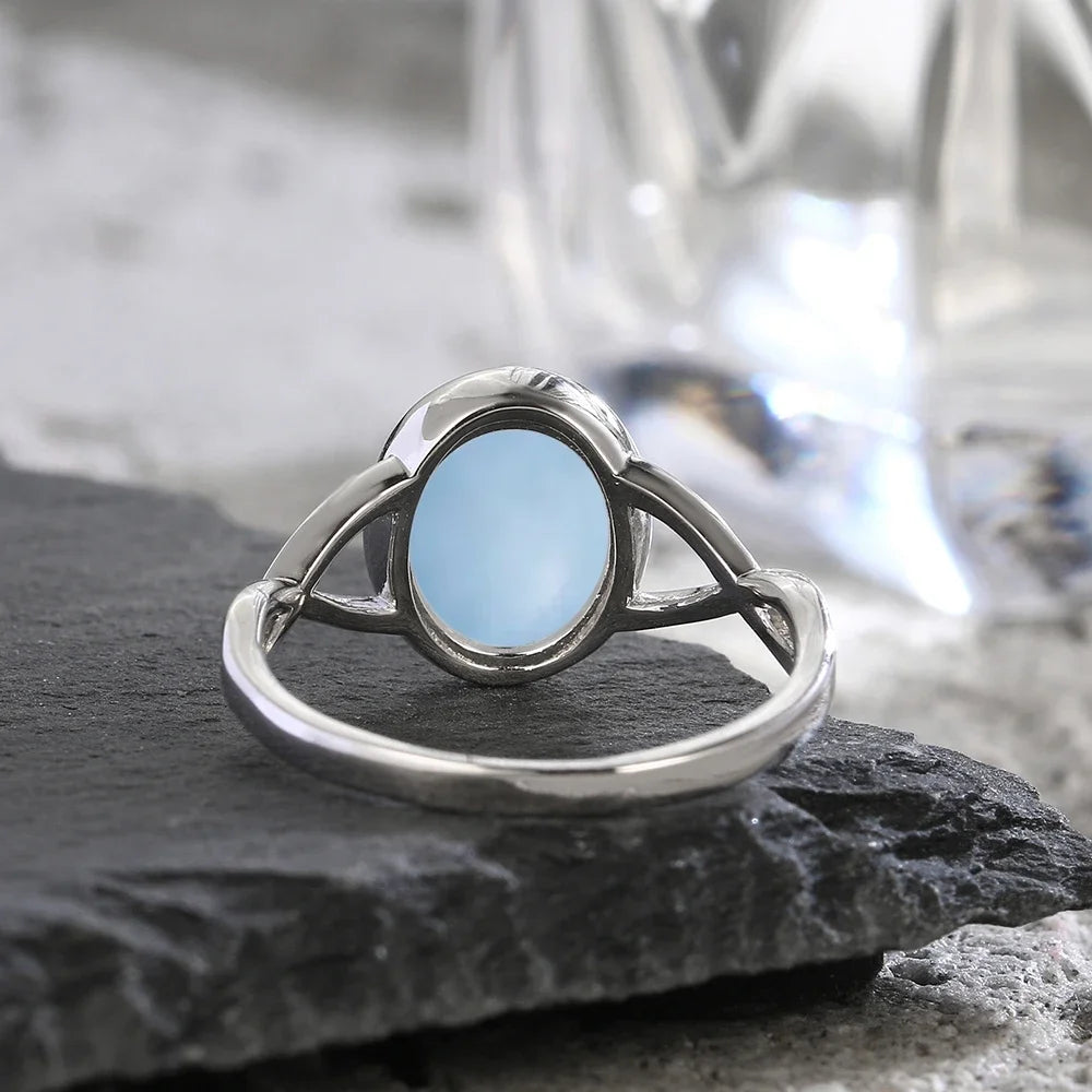 925 Sterling Silver Round Moonstone Gemstone Ladies Ring Birthstone Exquisite Ring Gift for Her