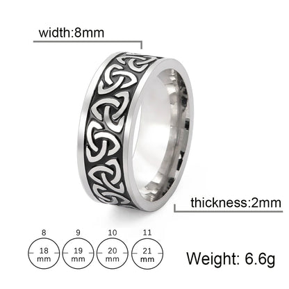 Stainless Steel Viking Celtic Ring Men Trinity Ring Wedding Band Vintage Irish Knot Jewelry Triquetra Amulet Finger Accessories