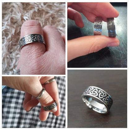 Stainless Steel Viking Celtic Ring Men Trinity Ring Wedding Band Vintage Irish Knot Jewelry Triquetra Amulet Finger Accessories