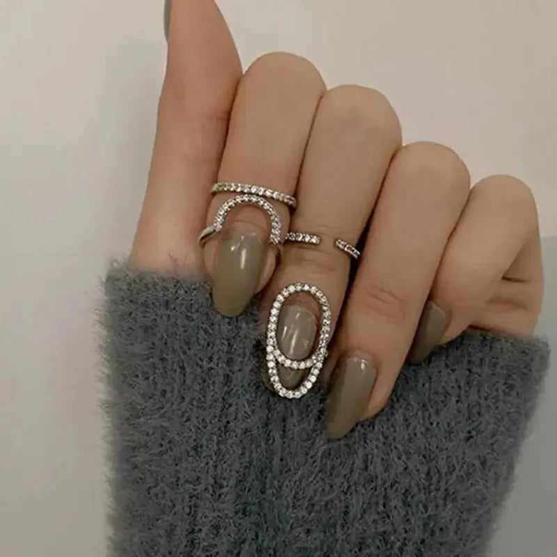 Open Nail Ring Women Sexy Charming Design Temperament Refined Nail Adjustable Ring Accessories With Simple Metal Style Fashion