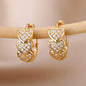 Huitan Gold Color Heart Hoop Earrings Full Paved Dazzling CZ Dainty Exquisite Women's Ear Earrings Bridal Wedding Love Jewelry