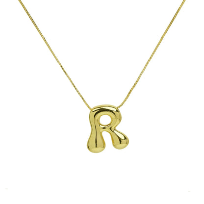 Creative A-Z Balloon Bubble Letter pendant Neckalce for Women 18k Gold Plated Chunky Initial Necklaces Jewelry Birthday Gift