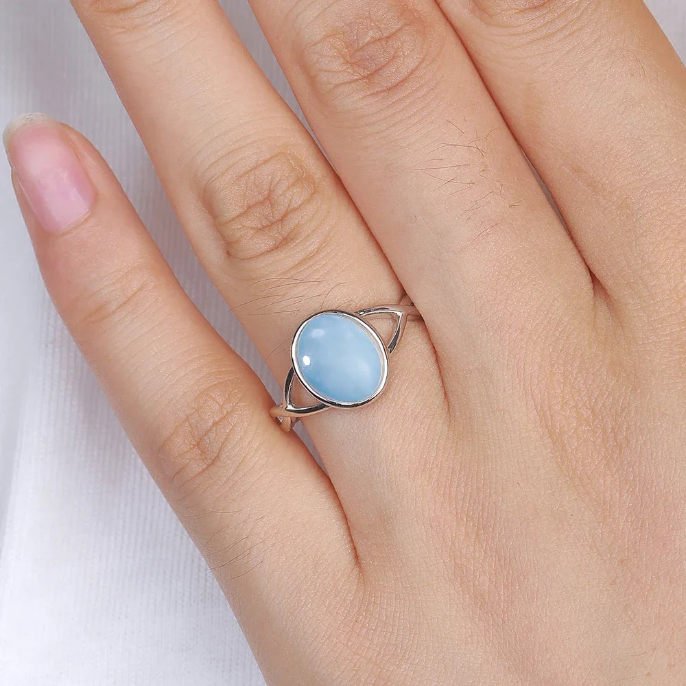 925 Sterling Silver Round Moonstone Gemstone Ladies Ring Birthstone Exquisite Ring Gift for Her