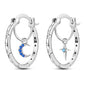 Sterling Silver S925 Round Hoop Moon Star Earrings Earpendant Simple Fine Jewelry Women Girls Fashion Party birthday Gift