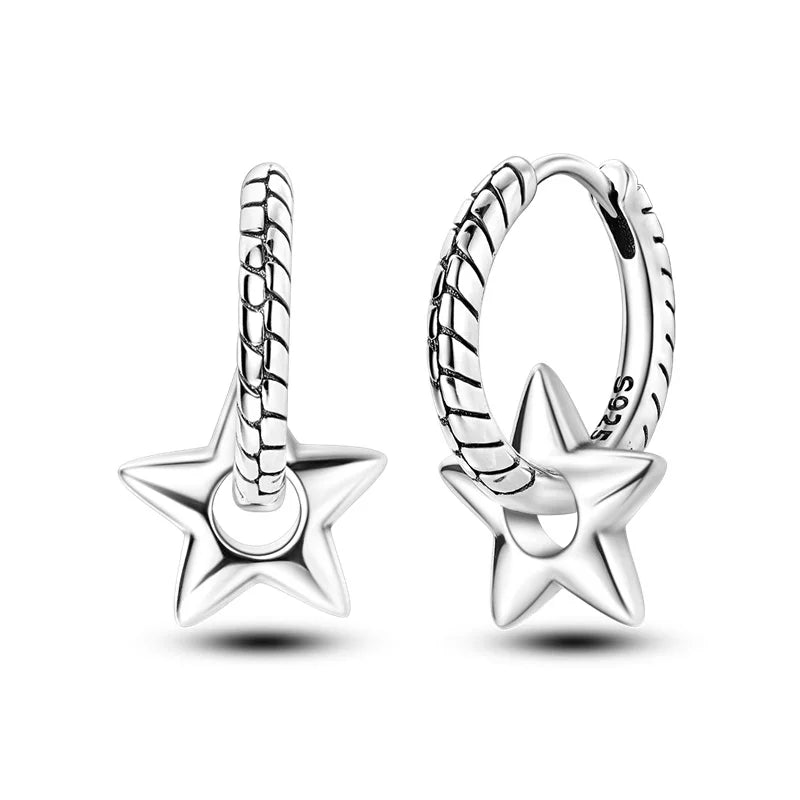 2024 Sterling Silver S925 Ear Loops Star Ringed Snake Bone Earrings Pendant Simple Jewelry For Women Girls Party birthday Gifts