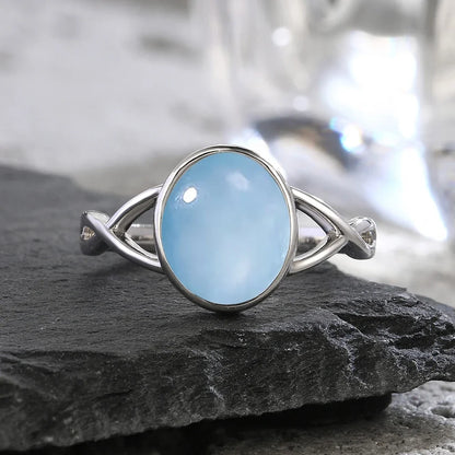 925 Sterling Silver Round Moonstone Gemstone Ladies Ring Birthstone Exquisite Ring Gift for Her