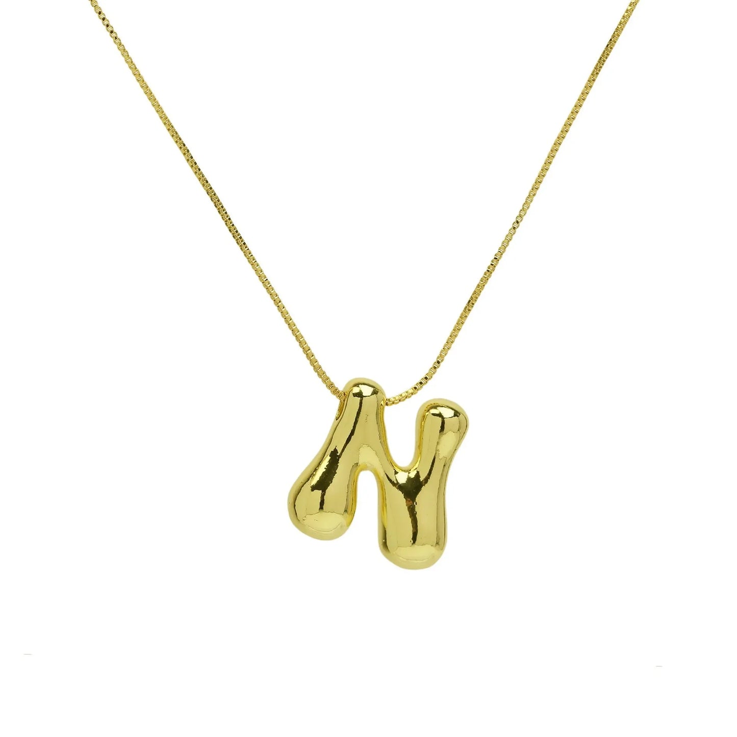 Creative A-Z Balloon Bubble Letter pendant Neckalce for Women 18k Gold Plated Chunky Initial Necklaces Jewelry Birthday Gift