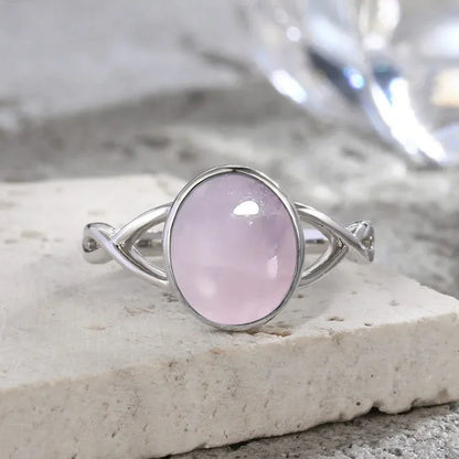 925 Sterling Silver Round Moonstone Gemstone Ladies Ring Birthstone Exquisite Ring Gift for Her