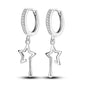 Sterling Silver S925 Round Hoop Moon Star Earrings Earpendant Simple Fine Jewelry Women Girls Fashion Party birthday Gift