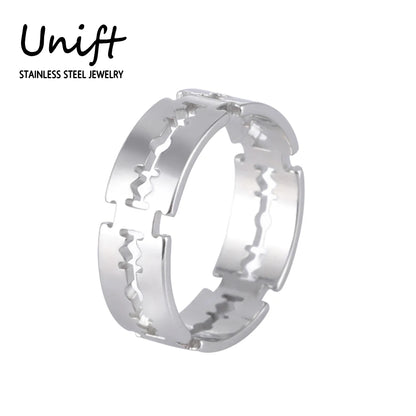 Unift Stainless Steel Razor Blade Ring for Men Women Teens Finger Ring Street Punk Hip Hop Fashion Jewelry Accessories Wholesale