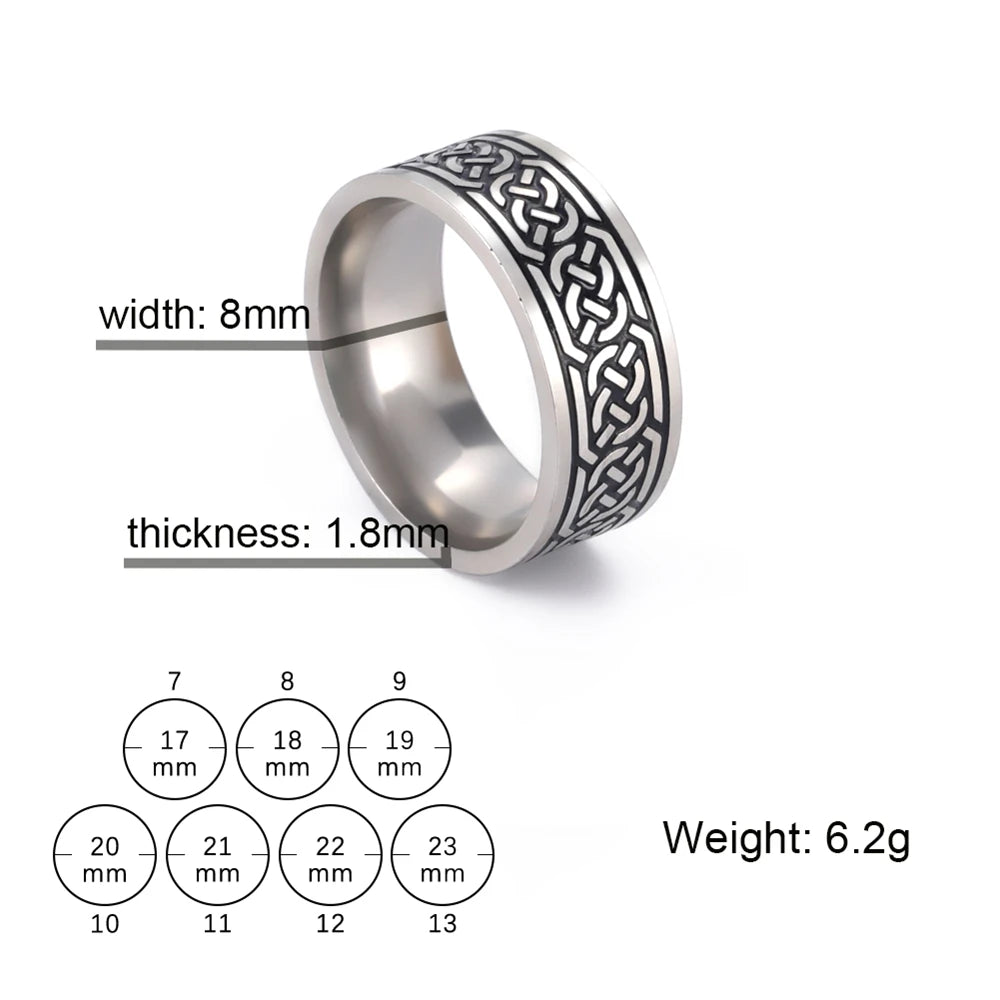 Stainless Steel Viking Celtic Ring Men Trinity Ring Wedding Band Vintage Irish Knot Jewelry Triquetra Amulet Finger Accessories