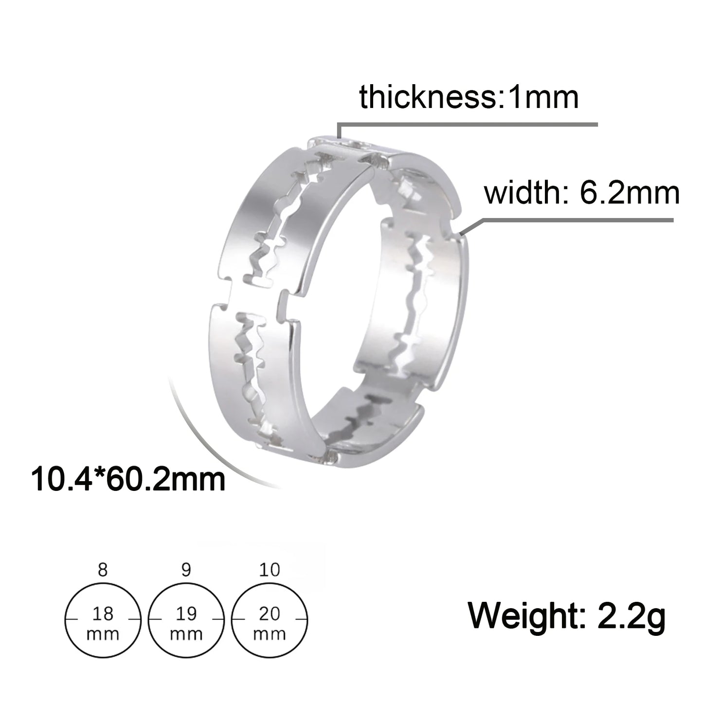 Unift Stainless Steel Razor Blade Ring for Men Women Teens Finger Ring Street Punk Hip Hop Fashion Jewelry Accessories Wholesale