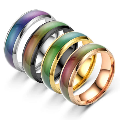 6MM Changing Color Stainless Steel Rings For Women Mood Emotion Feeling Temperature Ring Men Couples Fashion Jewelry Gift