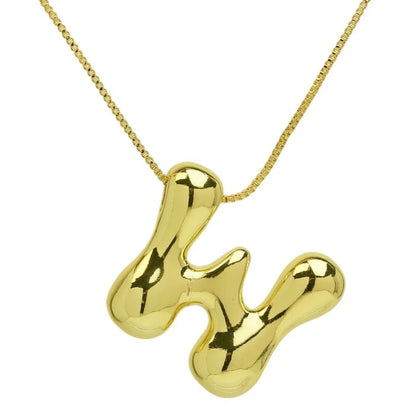 Creative A-Z Balloon Bubble Letter pendant Neckalce for Women 18k Gold Plated Chunky Initial Necklaces Jewelry Birthday Gift